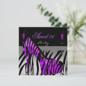 Sweet sixteen甘い16パーティーシューズパープルゼブラ 招待状 (スタンド正面)