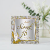 Sweet sixteen甘い16パーティー金ゴールドシルバーホワイト 招待状 (スタンド正面)