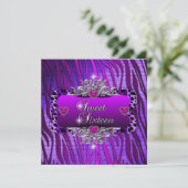 Sweet sixteen甘い16誕生日パーティパープルピンク 招待状 (スタンド正面)