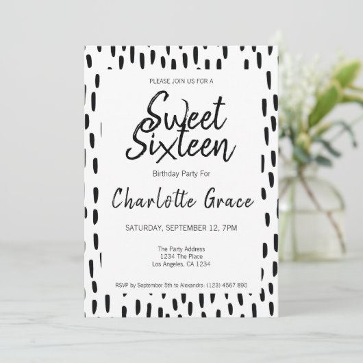 Sweet sixteen白黒誕生会 招待状 (スタンド正面)