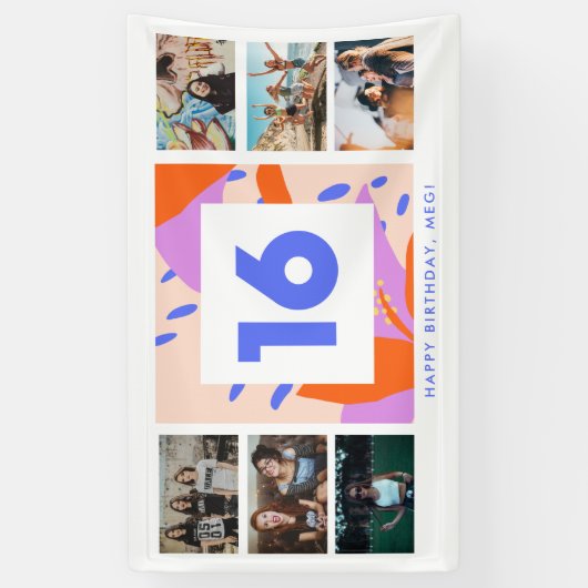 Sweet sixteen第16回フォトコラージュ誕生パーティー 横断幕 (縦)