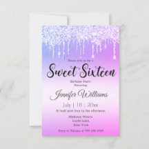 sweet sixteen紫色のピンクドリッピンググリッター