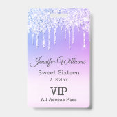 sweet sixteen紫色の滴下グリッターvipパス バッジ (Back)