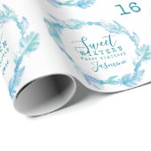 Sweet sixteen羽ビーズアクアホワイトウォーター色 ラッピングペーパー (ロールコーナー)