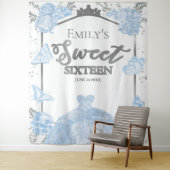 Sweet sixteen背景バタフライダスティブルードレス タペストリー (インサイチュ)