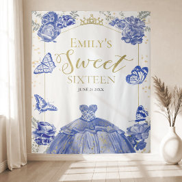 Sweet sixteen背景バタフライ王室のブルードレス タペストリー