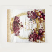 Sweet sixteen背景ブルゴーニュバルーン金ゴールドスパー タペストリー (正面(横))