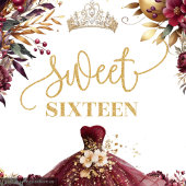 Sweet sixteen背景ブルゴーニュバルーン金ゴールドスパー タペストリー