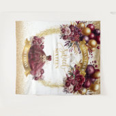 Sweet sixteen背景ブルゴーニュ金ゴールドバルーン タペストリー (正面(横))