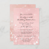 Sweet sixteen誕生会ピンクローズ金ゴールドグリッター 招待状 (正面/裏面)