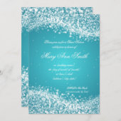 Sweet sixteen誕生日きらめく波ターコイズ 招待状 (正面/裏面)