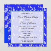 Sweet sixteen誕生日の招待状、ブルーダマスク。 招待状 (正面/裏面)