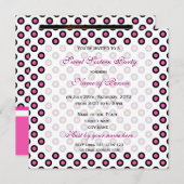 Sweet sixteen誕生日の招待，ピンクの水玉模様 招待状 (正面/裏面)