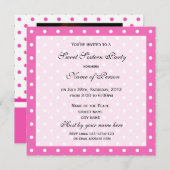 Sweet sixteen誕生日の招待，ピンクの水玉模様 招待状 (正面/裏面)