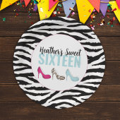 Sweet sixteen誕生日ガーリーピンクお洒落シック ペーパープレート