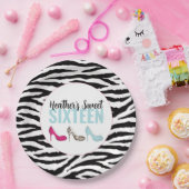 Sweet sixteen誕生日ガーリーピンクお洒落シック ペーパープレート (パーティー)