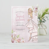 Sweet sixteen誕生日グラモールガール招待状 招待状 (スタンド正面)