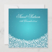 Sweet sixteen誕生日スタースパークルターコイズ 招待状 (裏面)