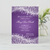 Sweet sixteen誕生日パーティきらめくーウェーブパープル 招待状 (スタンド正面)