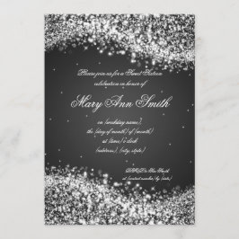 Sweet sixteen誕生日パーティきらめくーウェーブブラック 招待状