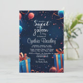 Sweet sixteen誕生日パーティーと紙吹雪 招待状 (スタンド正面)