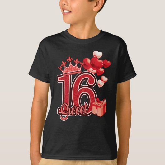 Sweet sixteen誕生日レッド tシャツ (正面)