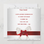 Sweet sixteen誕生日招待状レッドホワイトキュートボウ 招待状 (裏面)