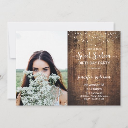 Sweet sixteen誕生日招待状 招待状 (正面)