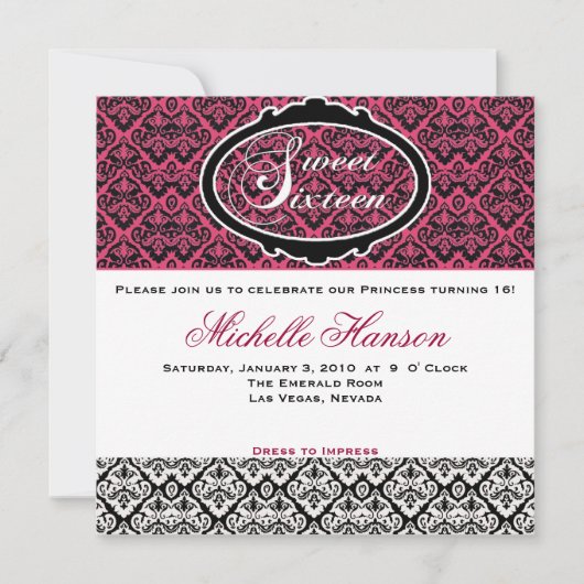 sweet sixteen誕生日招待状 招待状 (正面)
