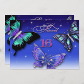 SWEET SIXTEEN誕生日招待状 – 蝶 招待状 (正面/裏面)