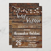 Sweet sixteen誕生日招待状、Sweet 16パーティー 招待状 (正面/裏面)