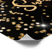 Sweet sixteen誕生日金ゴールド紙吹雪歓迎サイン ポスター (角)