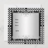 Sweet sixteen誕生日16 16thシルバーブラック 招待状 (裏面)