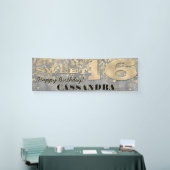 Sweet sixteen誕生日 |ゴールドフォイルとグリッター 横断幕 (トレードショー)