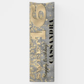 Sweet sixteen誕生日 |ゴールドフォイルとグリッター 横断幕 (縦)