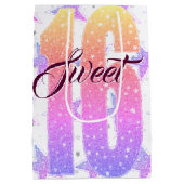 Sweet sixteen誕生日 |スターズピンクグリッター ミディアムペーパーバッグ (裏面)