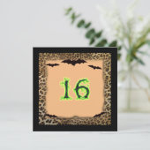 Sweet sixteen誕生日、ハロウィーン、こうもり 招待状 (スタンド正面)