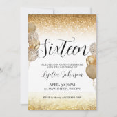 Sweet sixteen誕生日、Sweet 16、金ゴールド招待状 招待状 (正面)