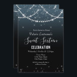 Sweet sixteen誕生祝いグラデーションダイヤモンド<br><div class="desc">ガーリースクリプト名ファンシータイポグラフィのグリッター。ダイヤエレガントモンドと輝く星の紙吹雪縁ど。背景が青かグラデーションら黒。甘素晴らしい16お祝い。すべての文字は調整可能である。</div>