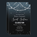 Sweet sixteen誕生祝いグラデーションダイヤモンド<br><div class="desc">ガーリースクリプト名ファンシータイポグラフィのグリッター。ダイヤエレガントモンドと輝く星の紙吹雪縁ど。背景が青かグラデーションら黒。甘素晴らしい16お祝い。すべての文字は調整可能である。</div>