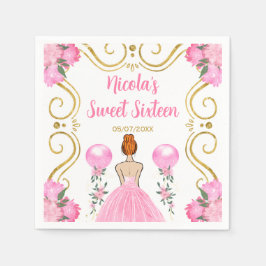 Sweet sixteen赤毛プリンセス(ピンク) スタンダードカクテルナプキン