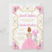 Sweet sixteen赤毛プリンセス(ピンク) 招待状 (正面)