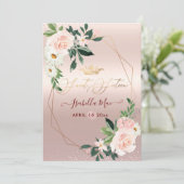 Sweet sixteen赤面クリームバラ水彩花 招待状 (スタンド正面)