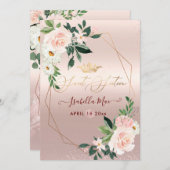 Sweet sixteen赤面クリームバラ水彩花 招待状 (正面/裏面)