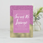 Sweet sixteen金ゴールドとグリッターレインボー招待状 招待状 (スタンド正面)