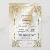 Sweet sixteen金ゴールドとプリンセスガウン 招待状 (正面/裏面)