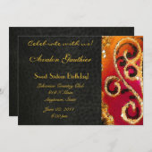 Sweet sixteen金ゴールドスクロールすべての行事招待状 招待状 (正面/裏面)