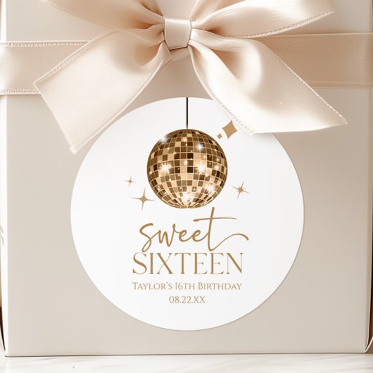 Sweet sixteen金ゴールドディスコボール16thバースデーパーティー ラウンドシール