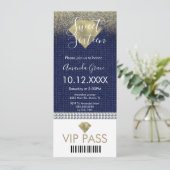 Sweet sixteen金ゴールドデニムダイヤモンドグリッター 招待状 (スタンド正面)