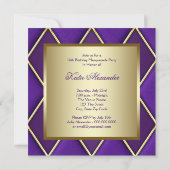 Sweet sixteen金ゴールドパープルマスカレードパーティー 招待状 (裏面)